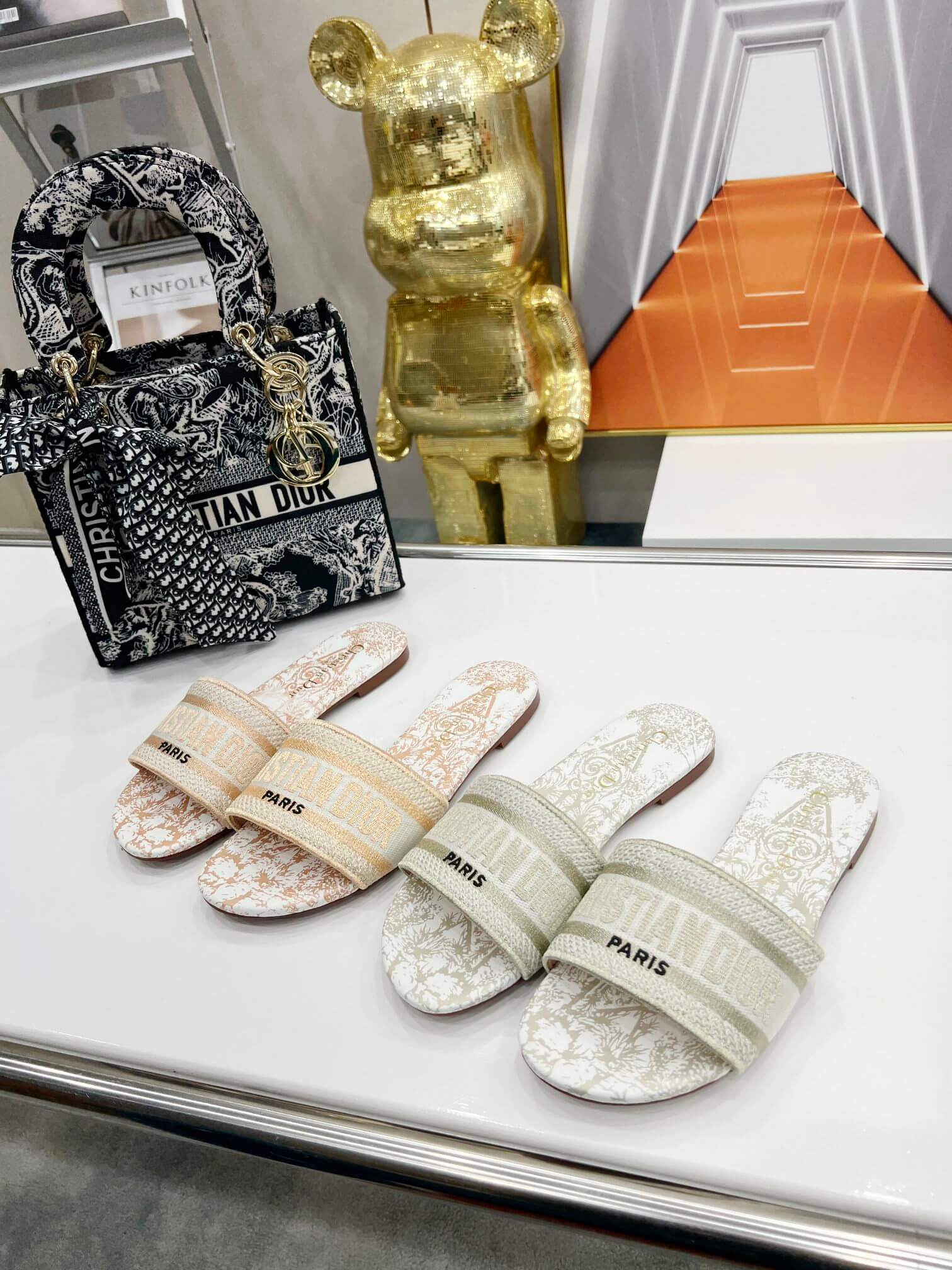 Christian Dior Bandana Dway Slides Off-White - Image 6