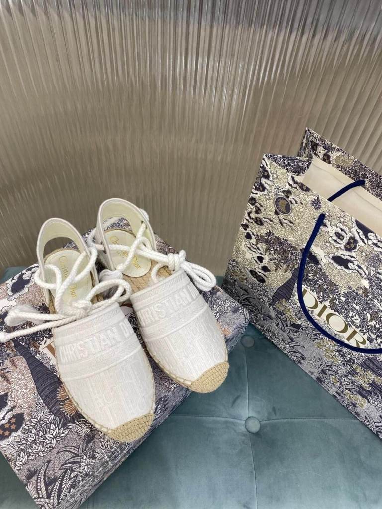 Christian Dior Granville Espadrille Sandal White with Beige Sole
