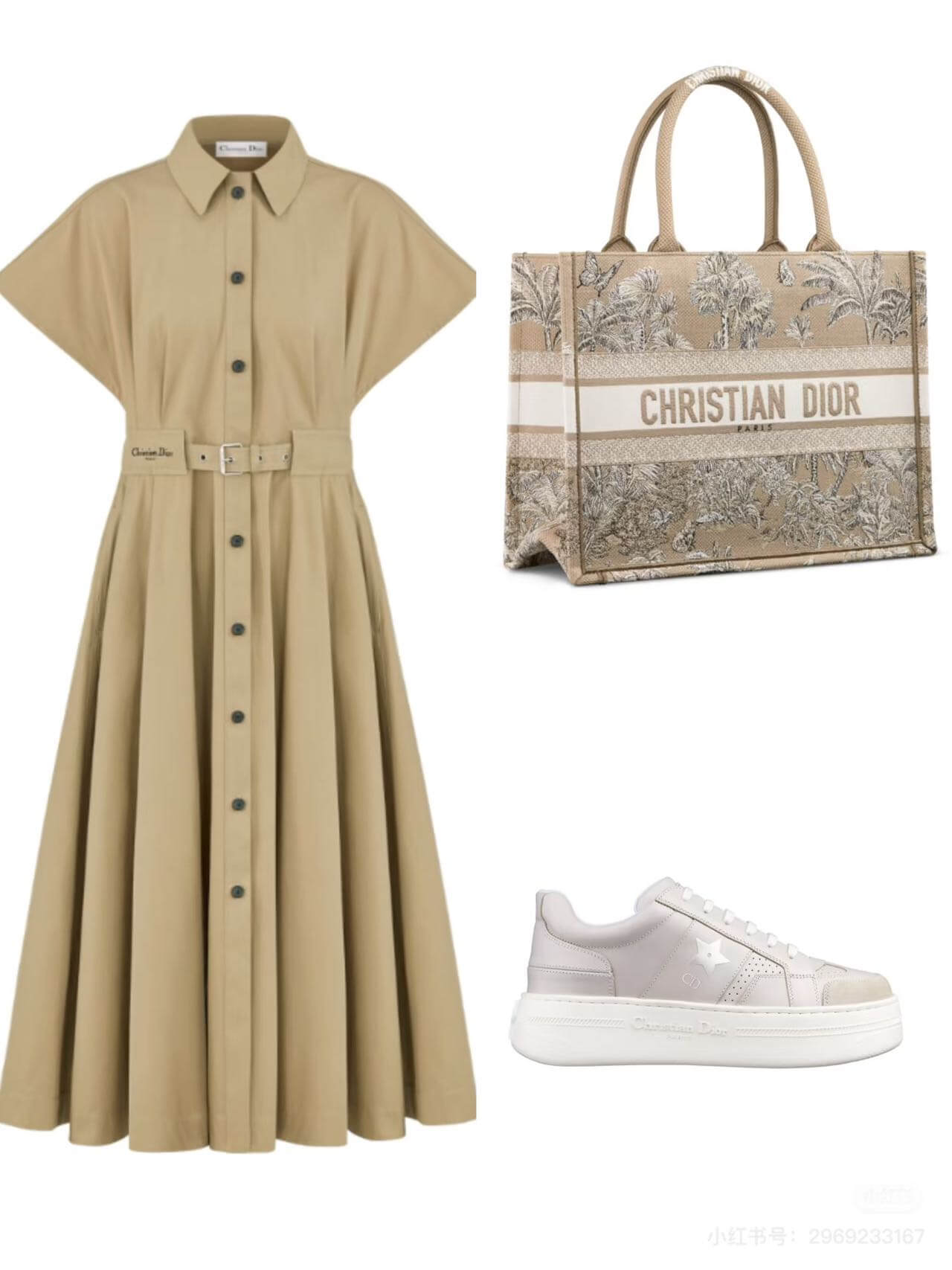 Christian Dior Beige Midi Shirt Dress. - Image 11