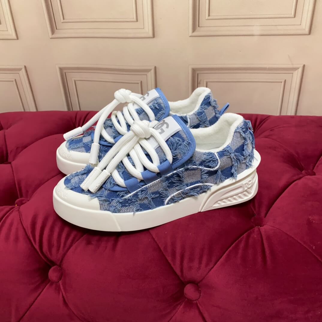 Dior B25 Sky Blue & White Checkered Luxe Sneakers - Image 4