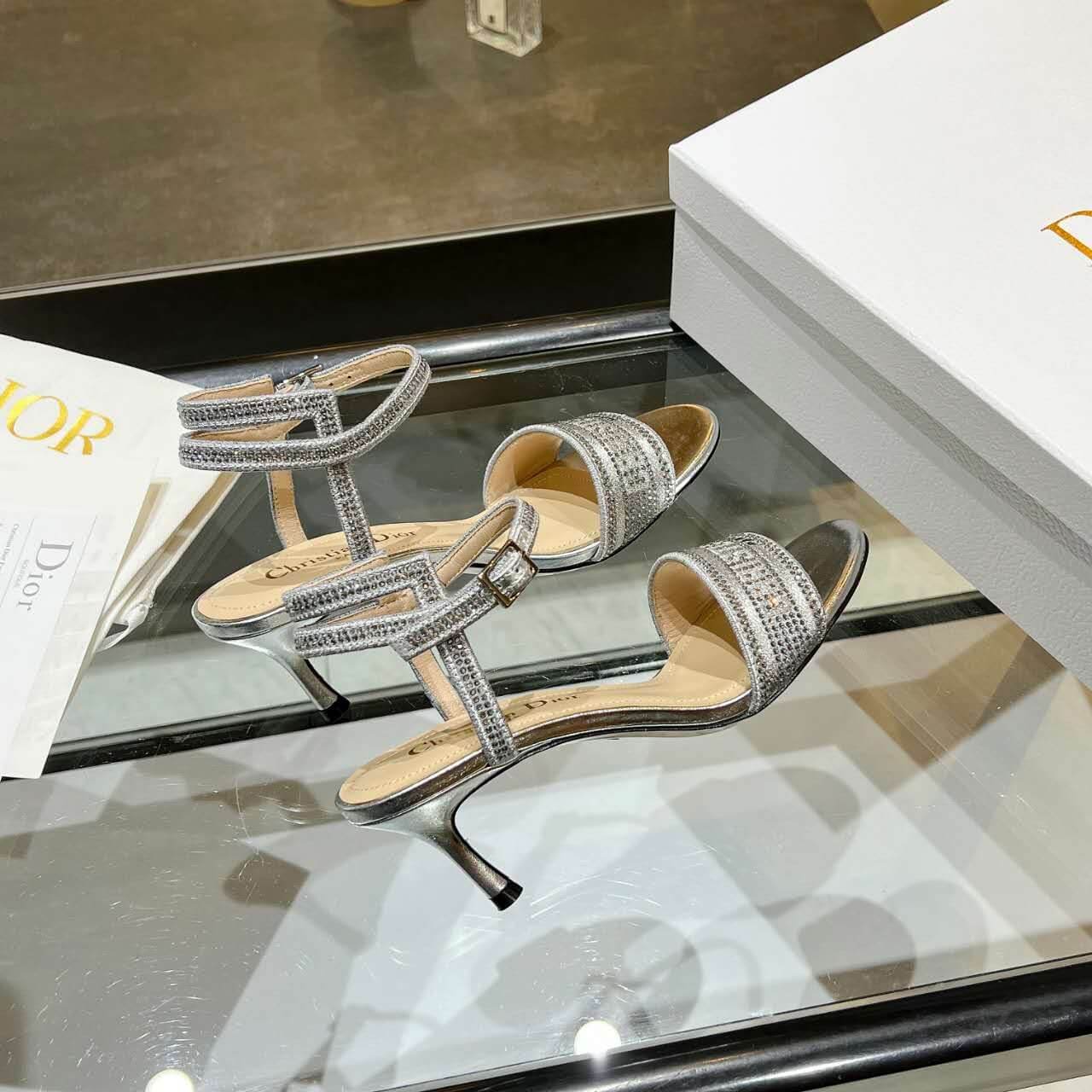 Dior Dway Heeled Sandal Silver - Image 10