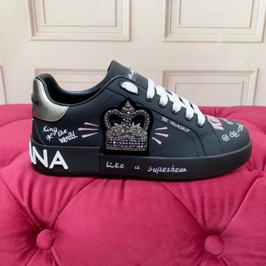 Dolce & Gabbana Portofino Black-silver Sneakers