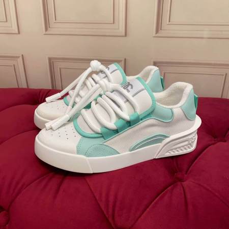 Dolce & Gabbana Men's/Unisex Chunky Sole Lace-Up Sneakers - White & Mint Green with bold DG logo detailing