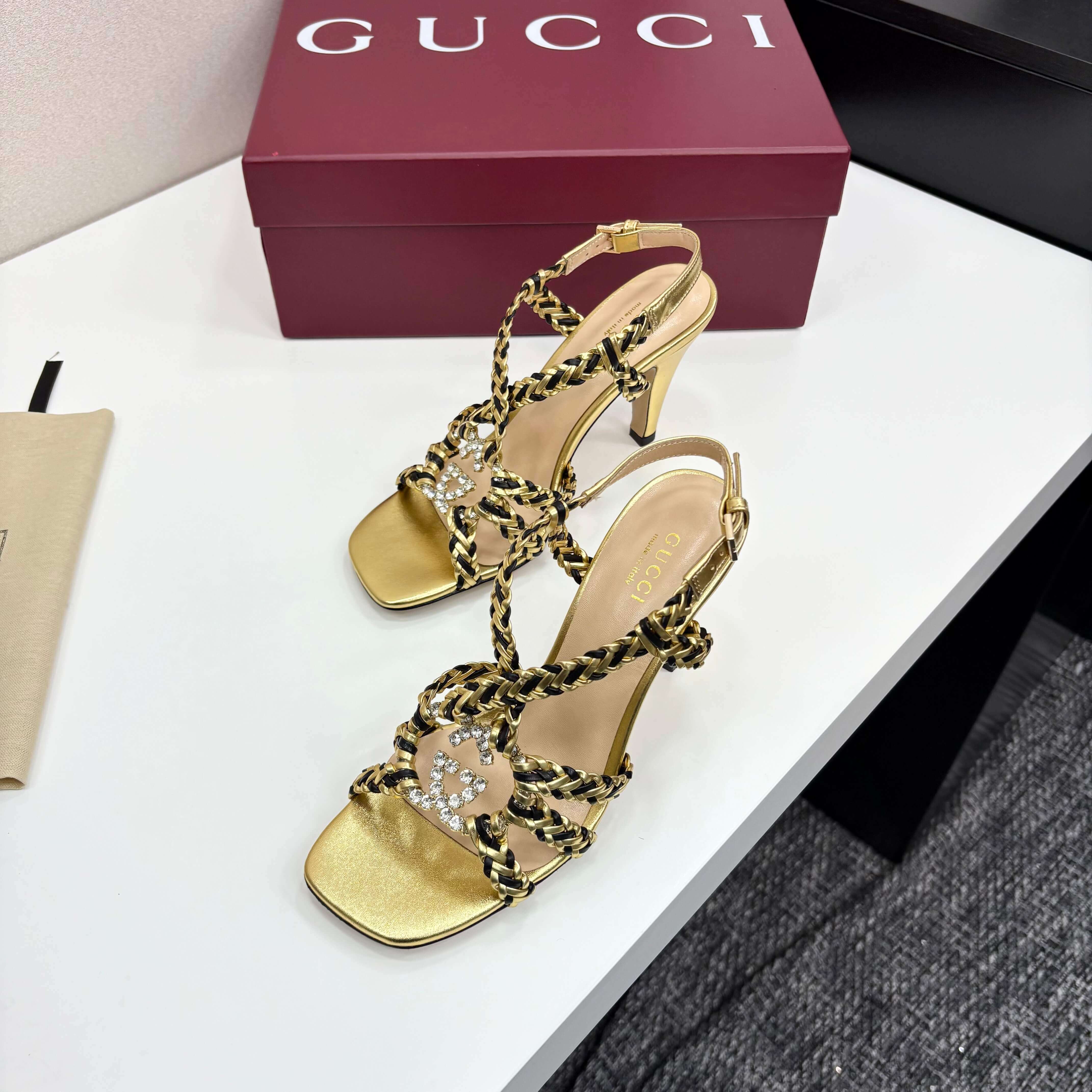 Gucci Women's Gucci Nojum High Heel Sandal - Gold and Black - Image 4