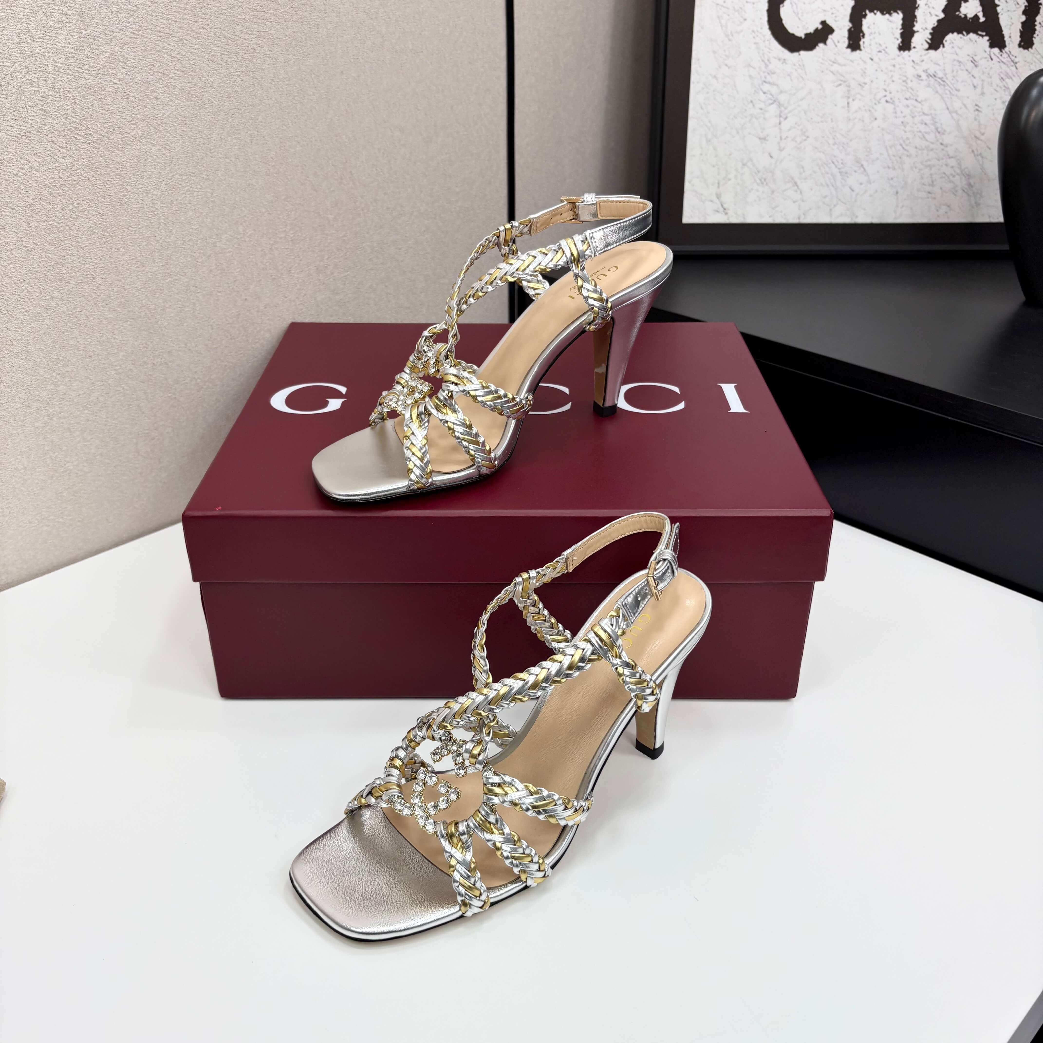 Gucci Women's Gucci Nojum High Heel Sandal - Silver and Gold - Image 6