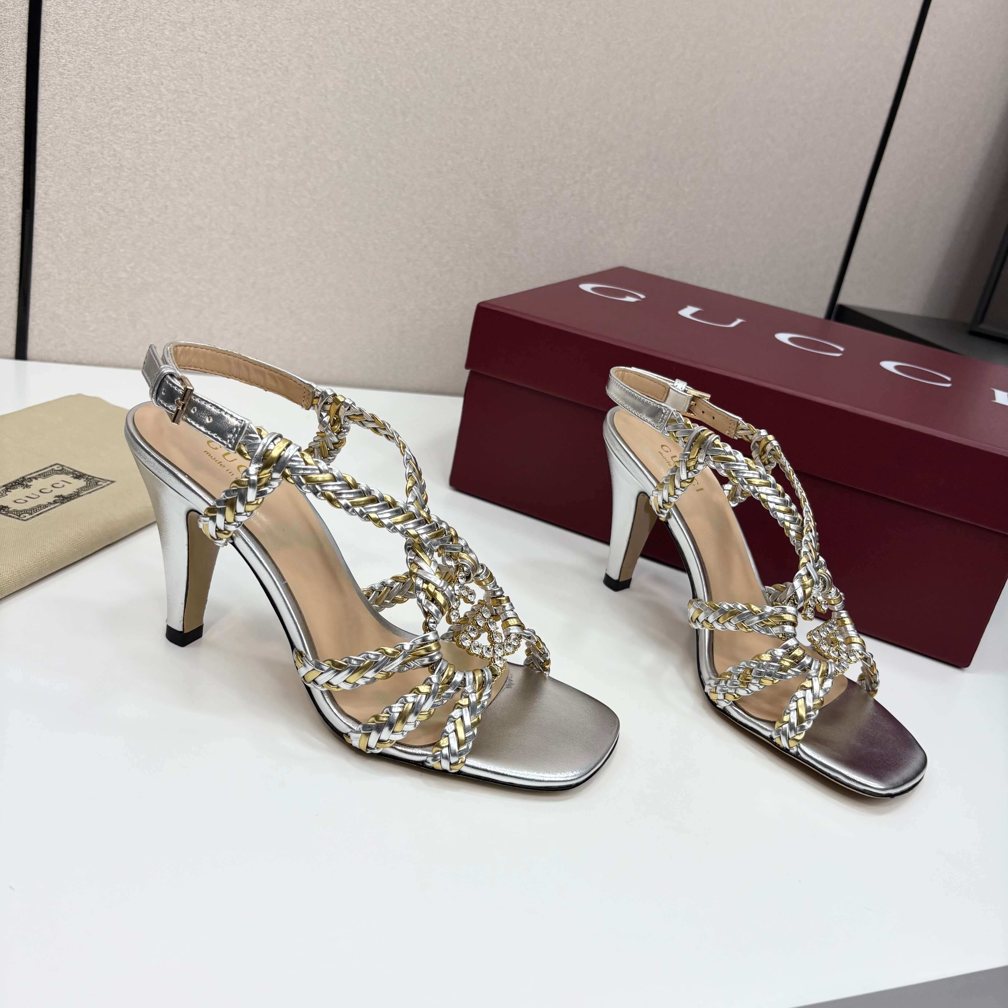 Gucci Women's Gucci Nojum High Heel Sandal - Silver and Gold - Image 3