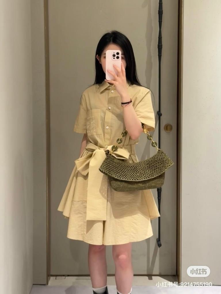 LOEWE,Paula's Ibiza Belted Appliquéd Cotton-Blend Mini Shirt Dress