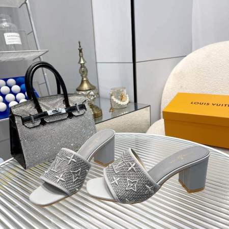 a Louis Vuitton LV Mare Mule In Silver on a box