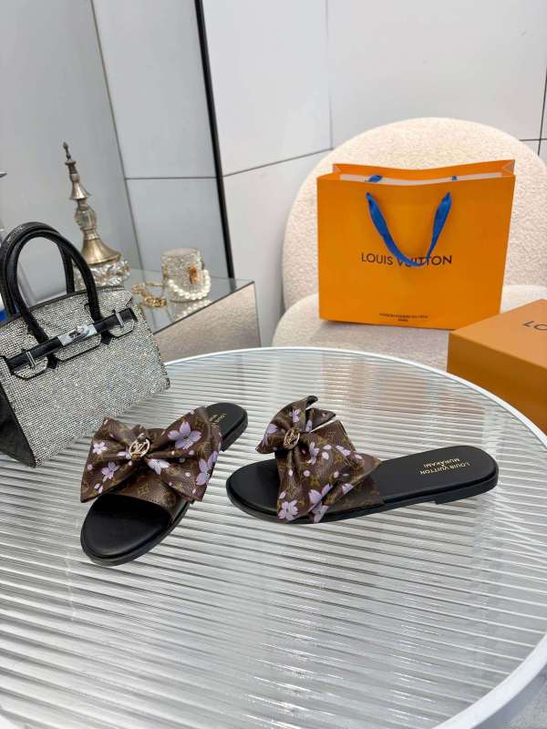 Louis Vuitton LV x Takashi Murakami Lily Flat Mule In Brown Monogram Denim