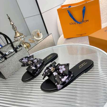 Louis Vuitton LV x Takashi Murakami Lily Flat Mule in blue Monogram Denim