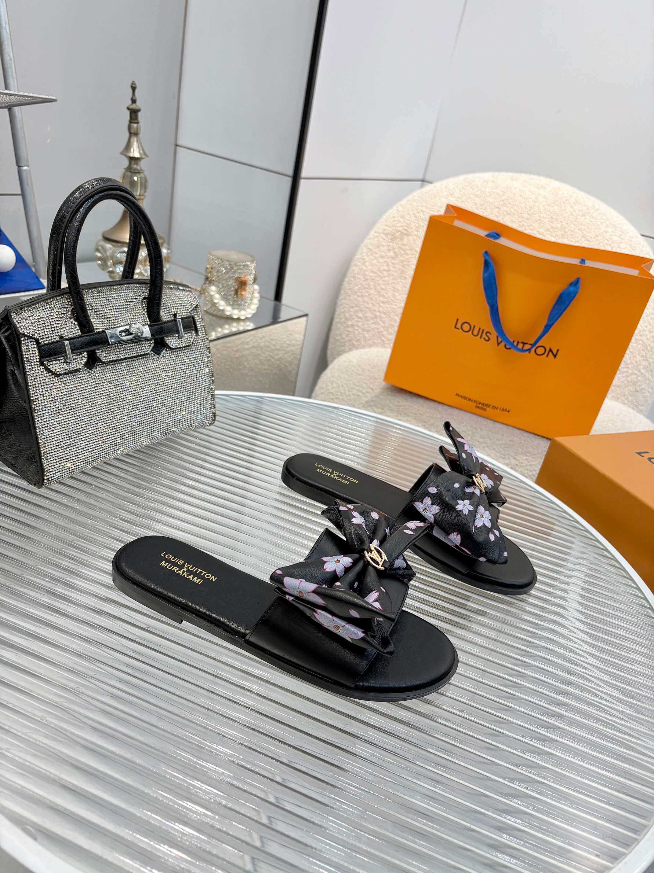 Louis Vuitton LV x Takashi Murakami Lily Flat Mule in blue Monogram Denim - Image 6