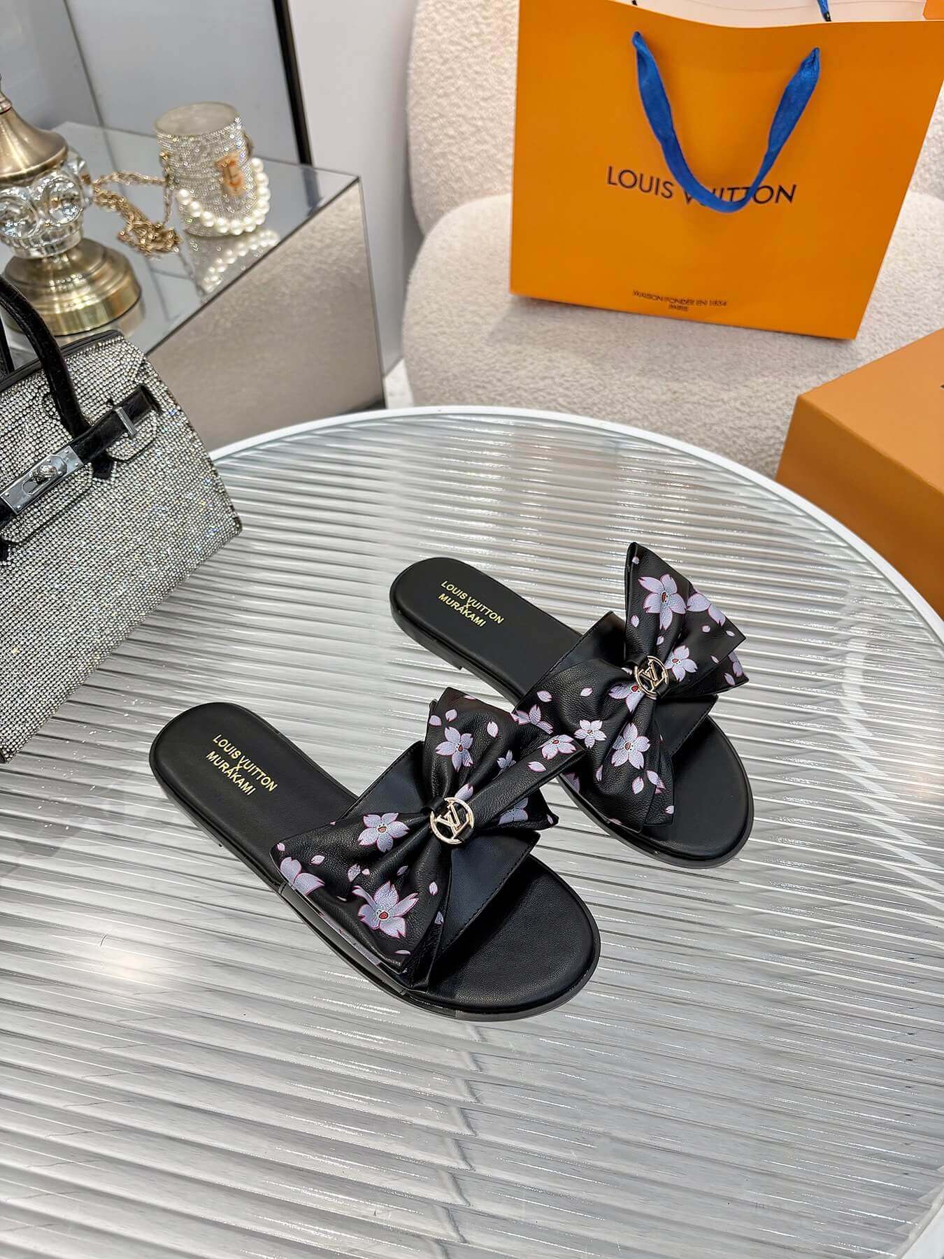 Louis Vuitton LV x Takashi Murakami Lily Flat Mule in blue Monogram Denim - Image 8