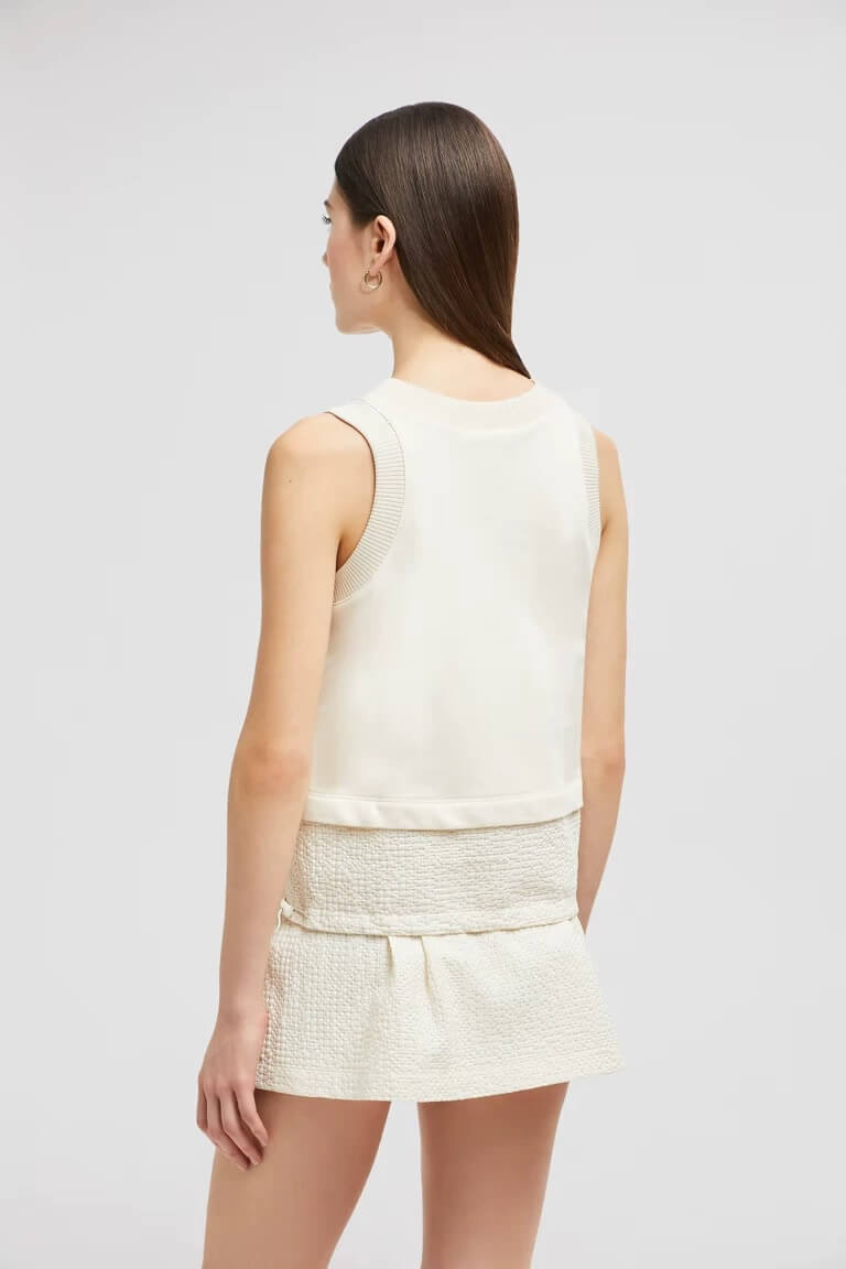 Moncler Cream Sleeveless Top and Textured Mini Skirt Set - Image 10