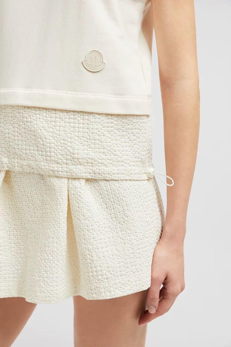 Moncler Cream Sleeveless Top and Textured Mini Skirt Set - Image 8