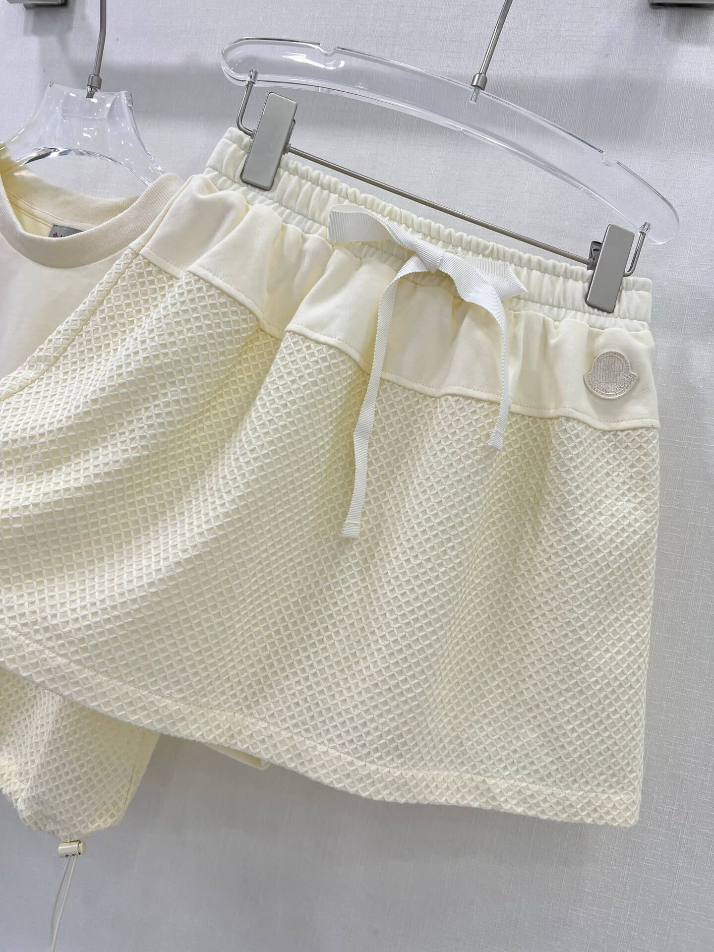 Moncler Cream Sleeveless Top and Textured Mini Skirt Set - Image 3