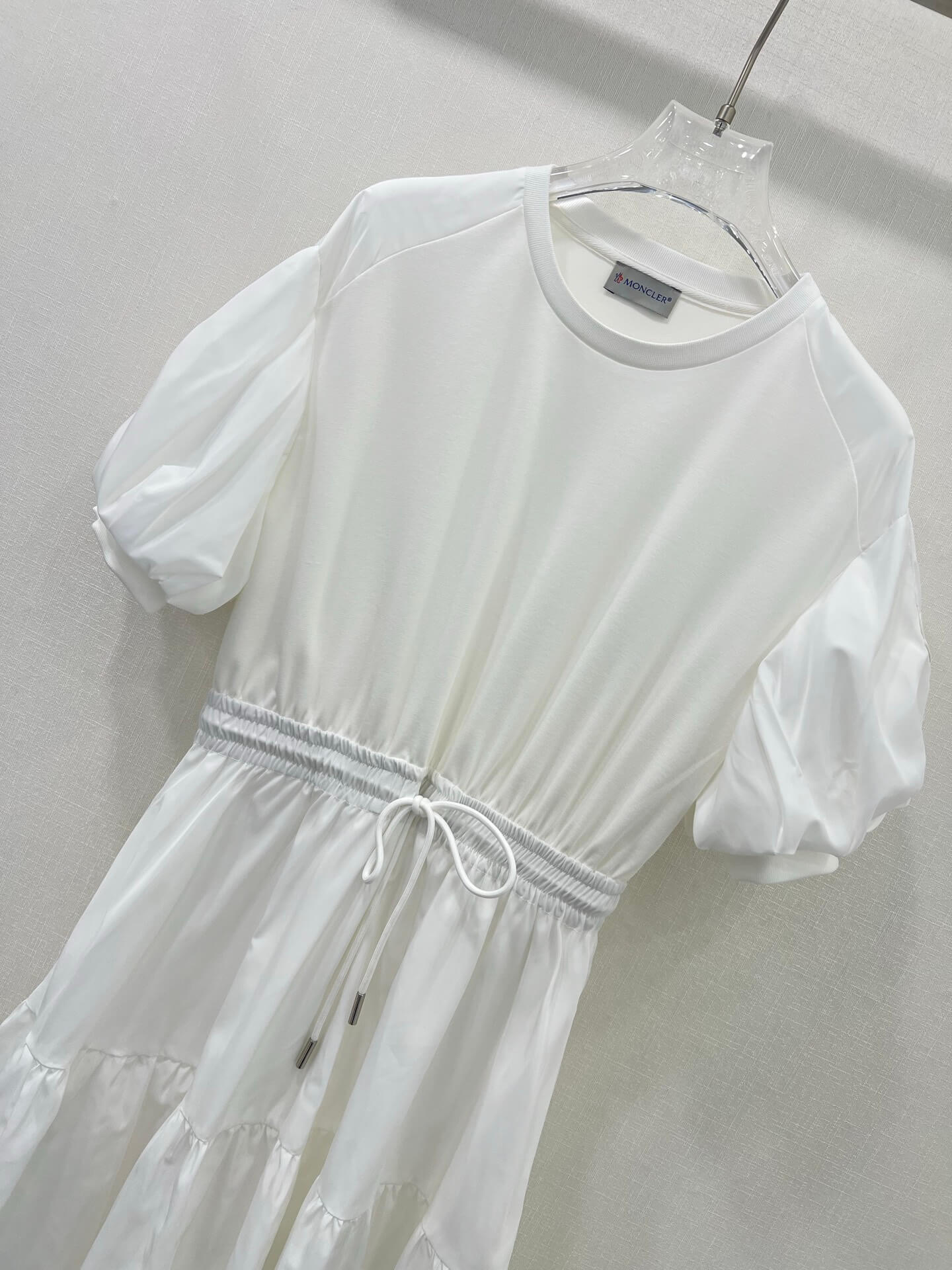 Moncler White Drawstring-Waist Puff Sleeve Dress - Image 2