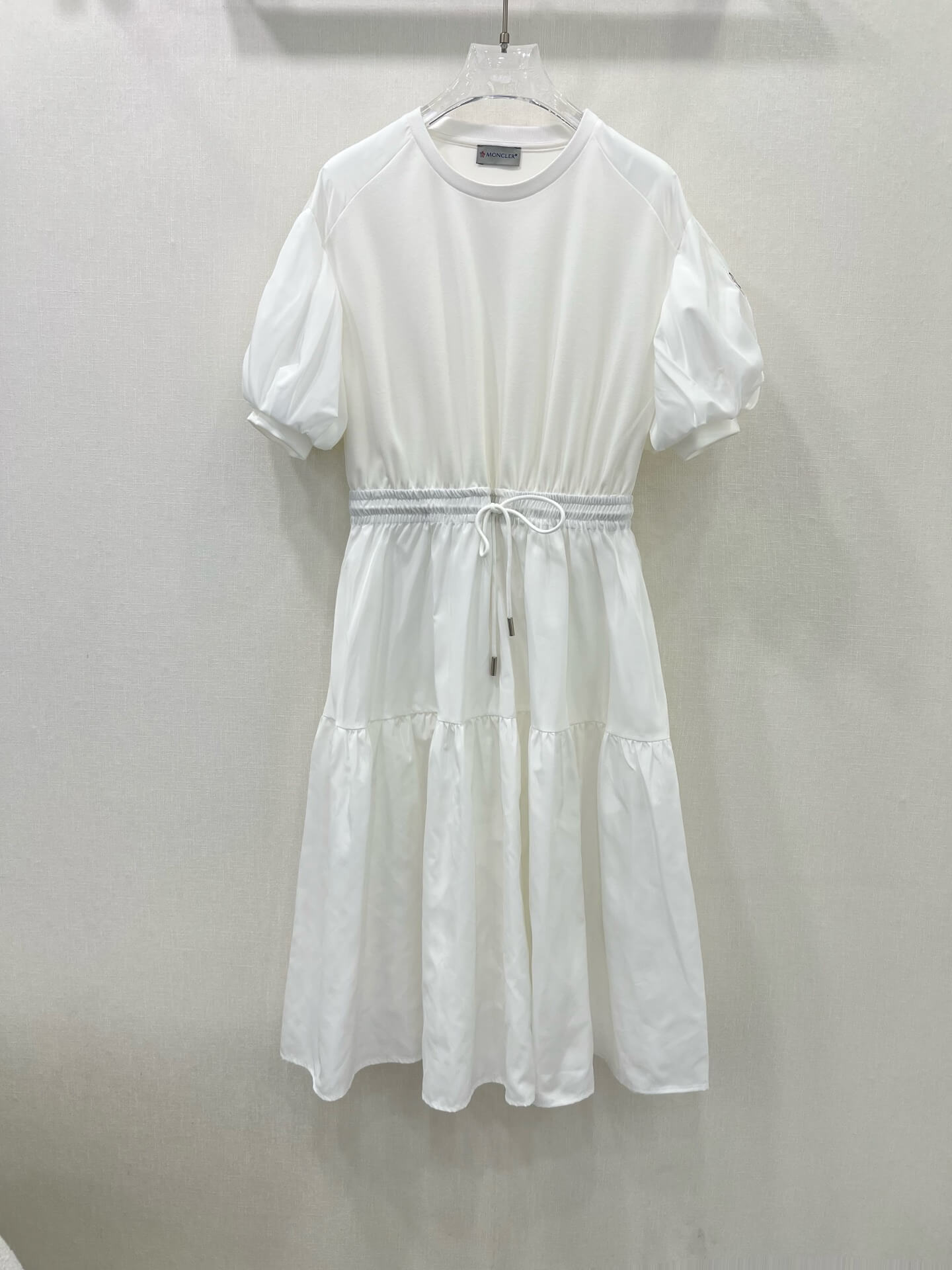 Moncler White Drawstring-Waist Puff Sleeve Dress - Image 18