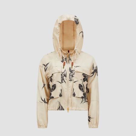 Moncler Sauvan Printed Beige Short Parka