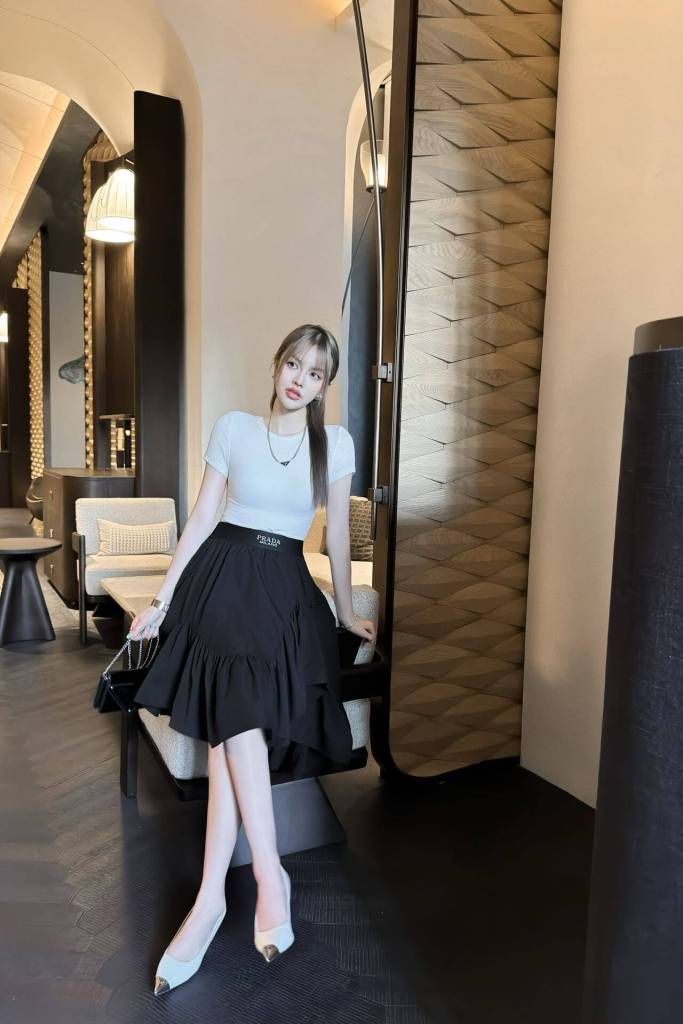 Prada Milano Black Asymmetric Ruffled Skirt