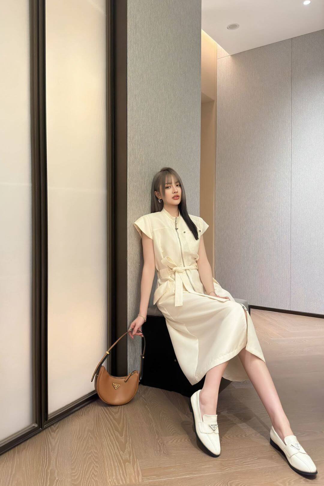 Prada Re-Nylon Sleeveless Gabardine Dress. - Image 11
