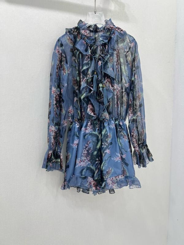 ZIMMERMANN Blue Winsome Ruffle Playsuit