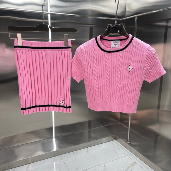Casablanca Pink Crystal Knit Polo Set