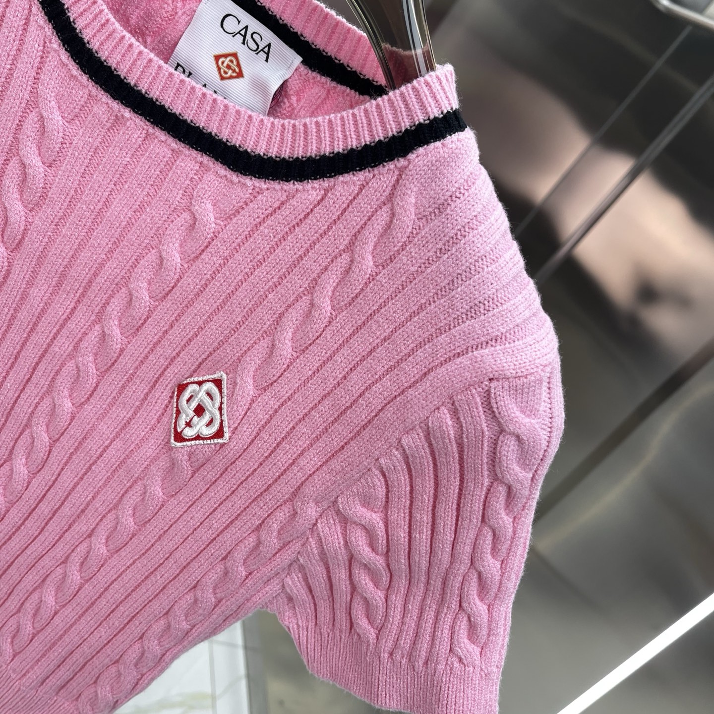 Casablanca Pink Crystal Knit Polo Set - Image 4