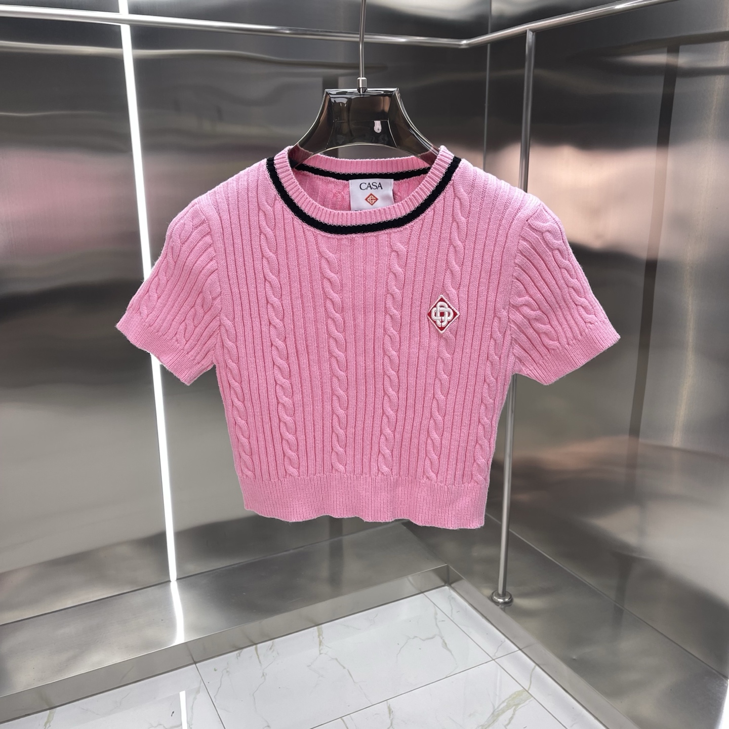 Casablanca Pink Crystal Knit Polo Set - Image 2
