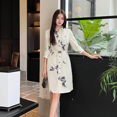 Moncler  Floral Print Cotton Shirt Dress