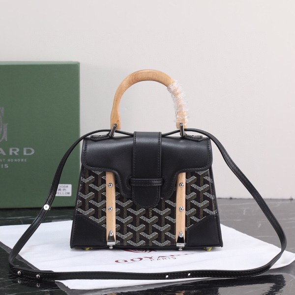Goyard Black Goyardine Coated Canvas and Leather Saigon PM Top Handle Bag