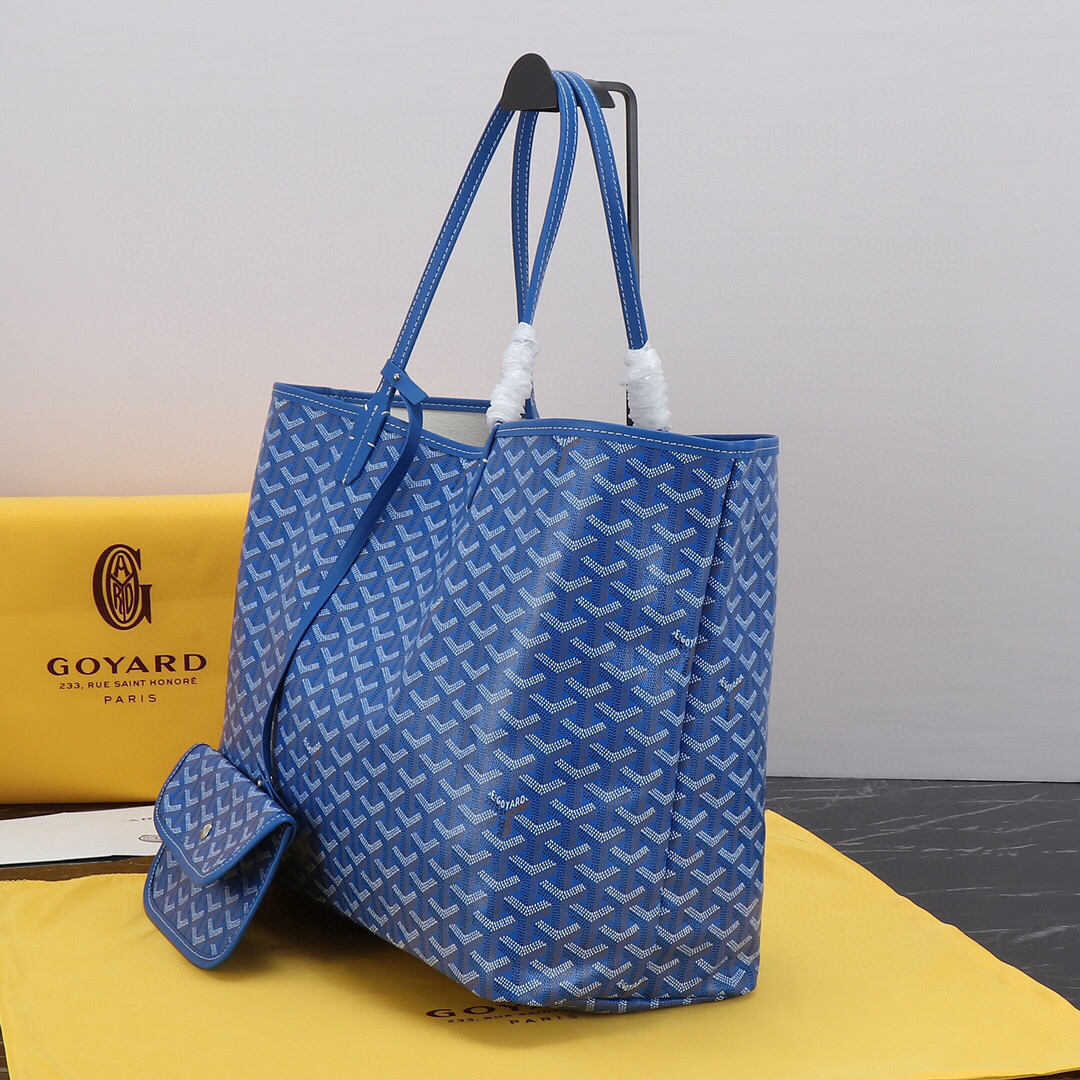 Goyard Blue Saint GM Canvas Tote Bag with matching detachable pouch