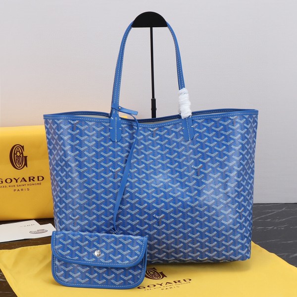 Goyard Blue Saint GM Canvas Tote Bag with matching detachable pouch