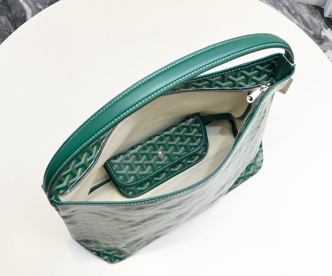 Goyard Bohème GM Hobo Bag in Green Goyardine Canvas and Chevroches Calfskin