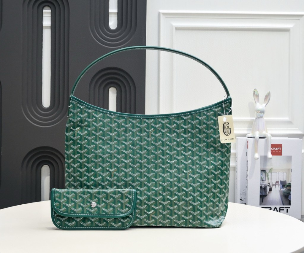 Goyard Bohème GM Hobo Bag in Green Goyardine Canvas and Chevroches Calfskin