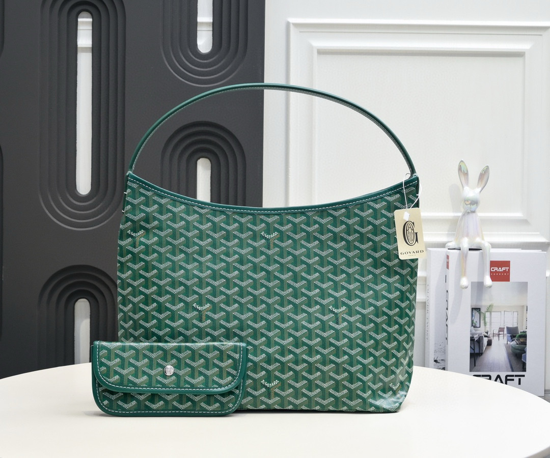 Goyard Bohème GM Hobo Bag in Green Goyardine Canvas and Chevroches Calfskin