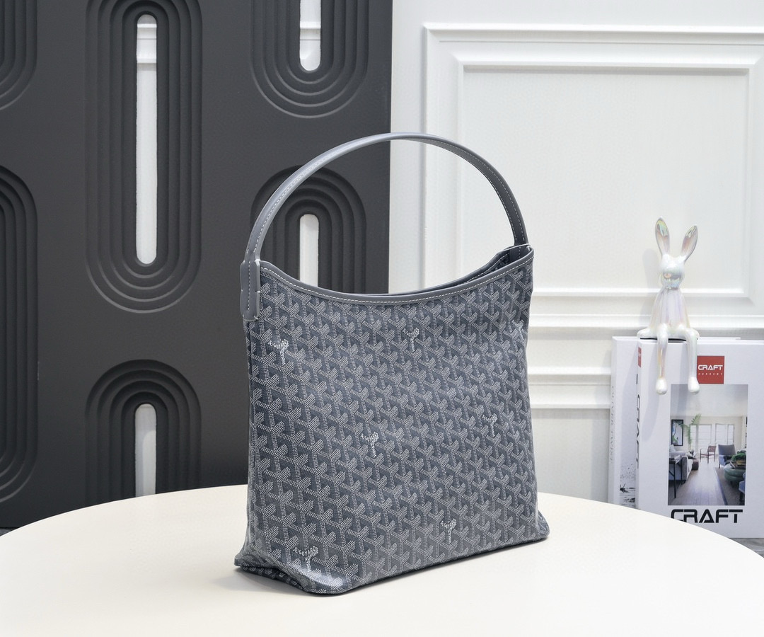 Goyard Bohème GM Hobo Bag in Grey Goyardine Canvas and Chevroches Calfskin