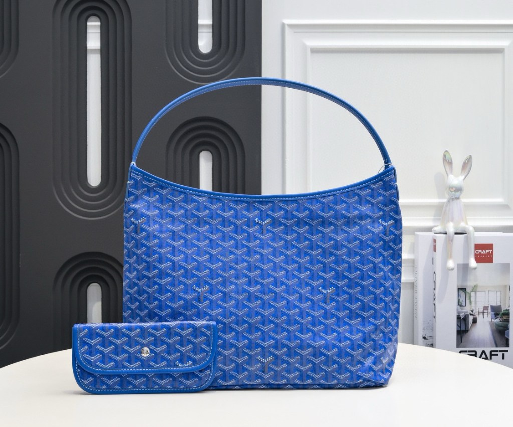 Goyard Bohème GM Hobo Bag in Blue Goyardine Canvas and Chevroches Calfskin