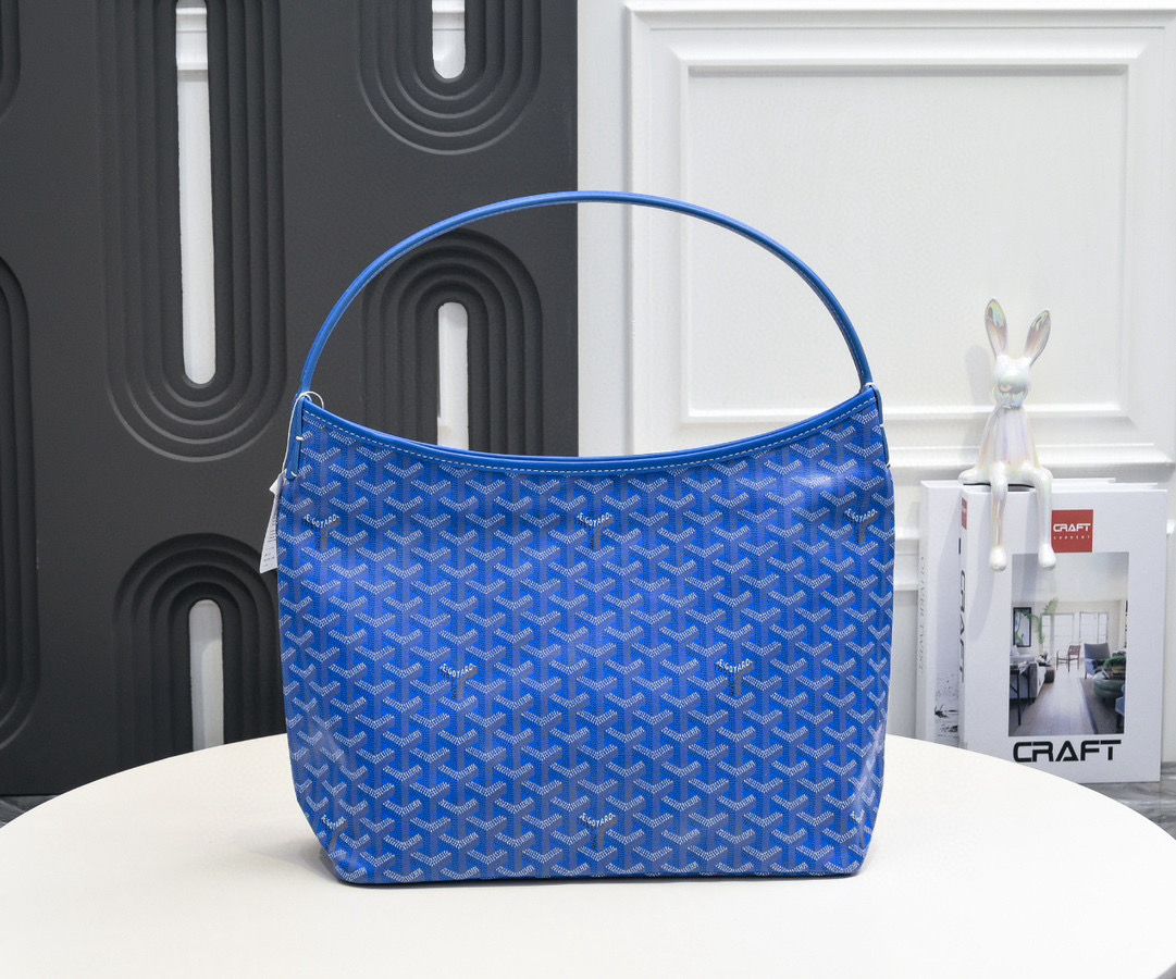 Goyard Bohème GM Hobo Bag in Blue Goyardine Canvas and Chevroches Calfskin