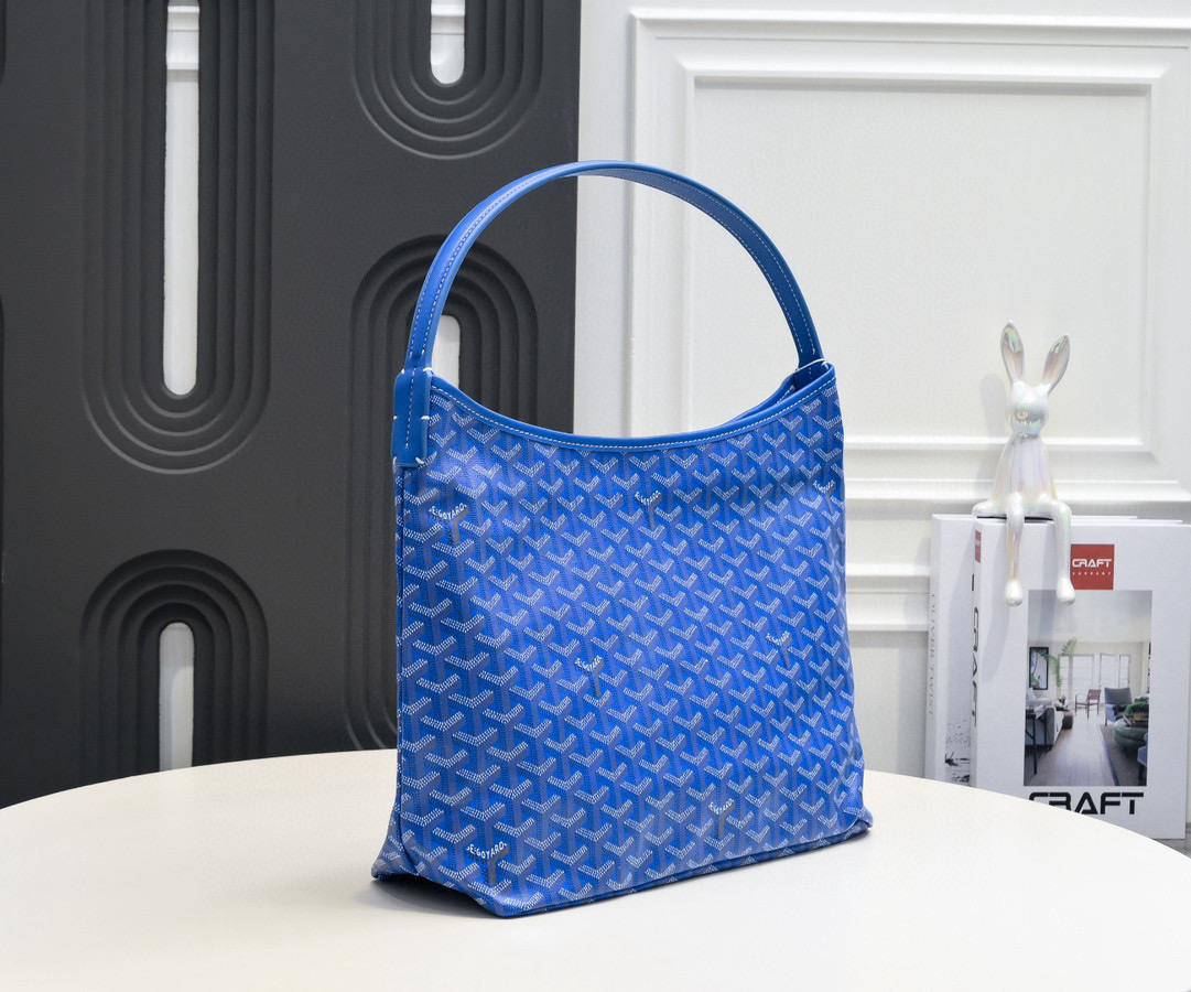 Goyard Bohème GM Hobo Bag in Blue Goyardine Canvas and Chevroches Calfskin