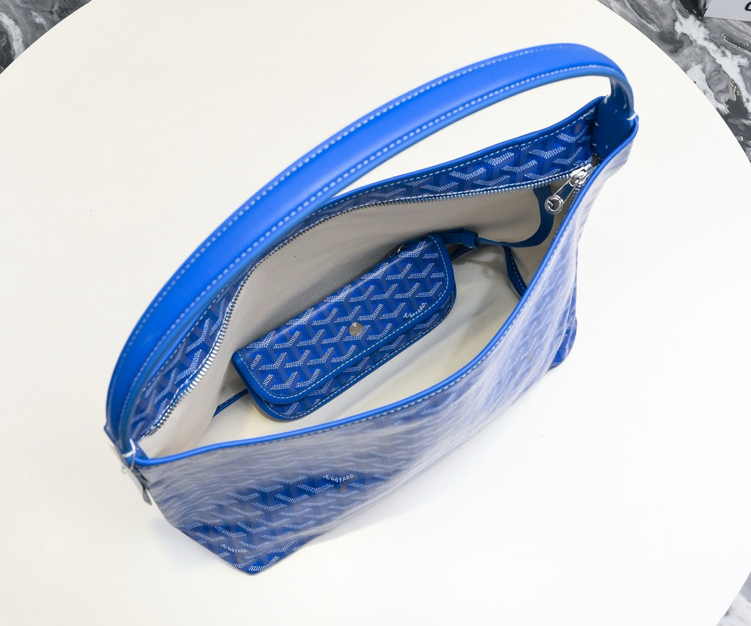 Goyard Bohème GM Hobo Bag in Blue Goyardine Canvas and Chevroches Calfskin