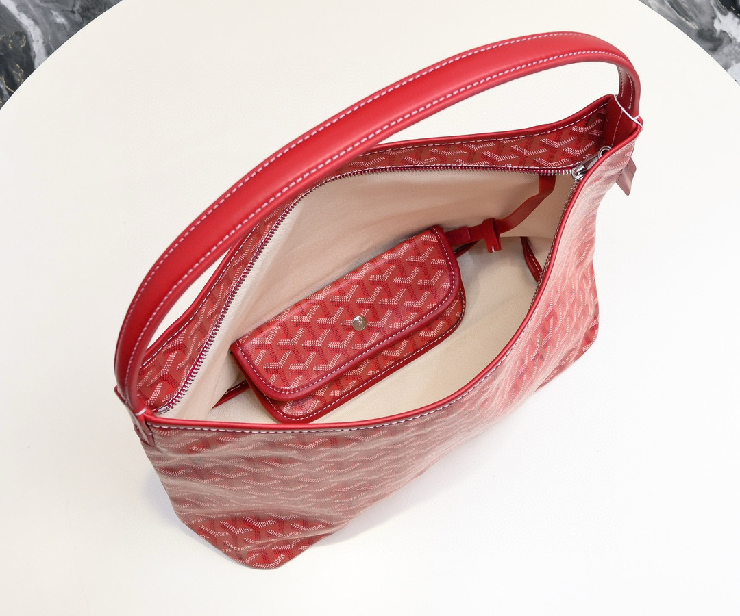 Goyard Bohème GM Hobo Bag in Red Goyardine Canvas and Chevroches Calfskin