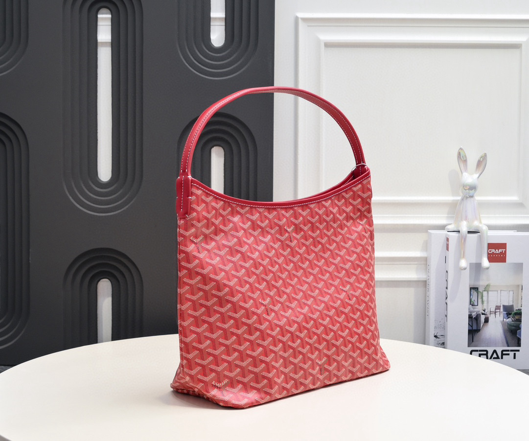 Goyard Bohème GM Hobo Bag in Red Goyardine Canvas and Chevroches Calfskin