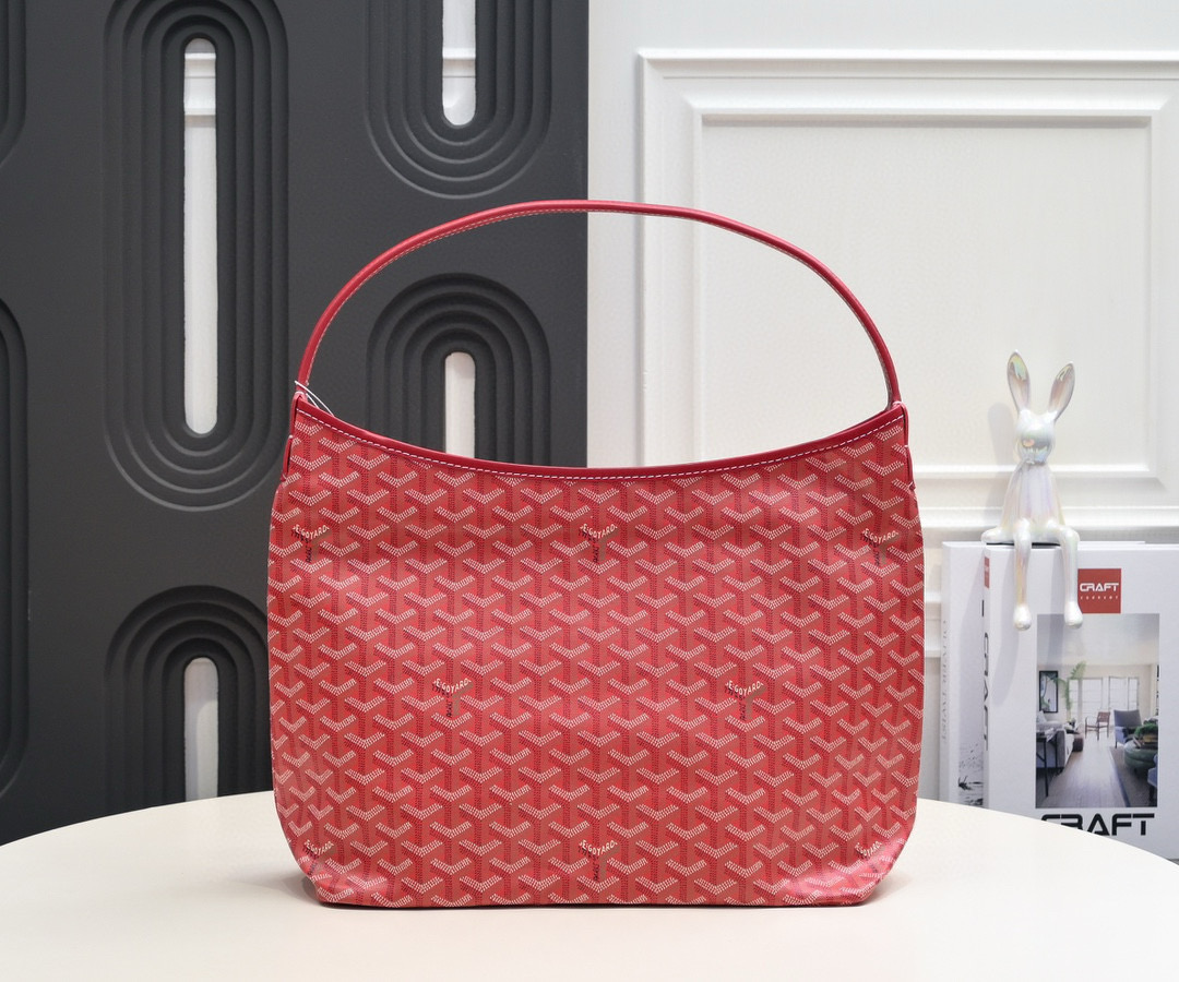 Goyard Bohème GM Hobo Bag in Red Goyardine Canvas and Chevroches Calfskin