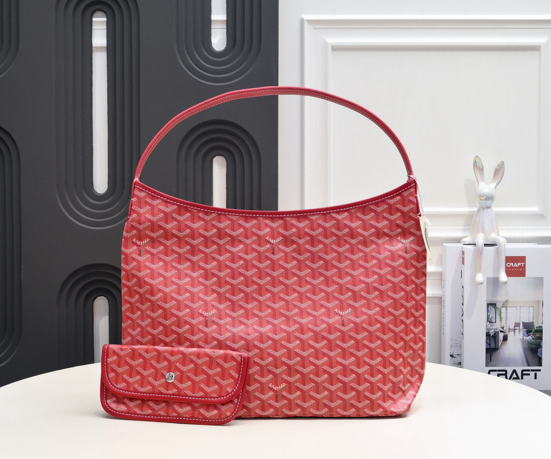 Goyard Bohème GM Hobo Bag in Red Goyardine Canvas and Chevroches Calfskin