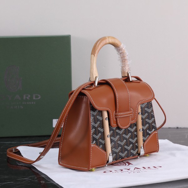 Goyard Brown Goyardine Coated Canvas and Leather Saigon MM Top Handle Bag