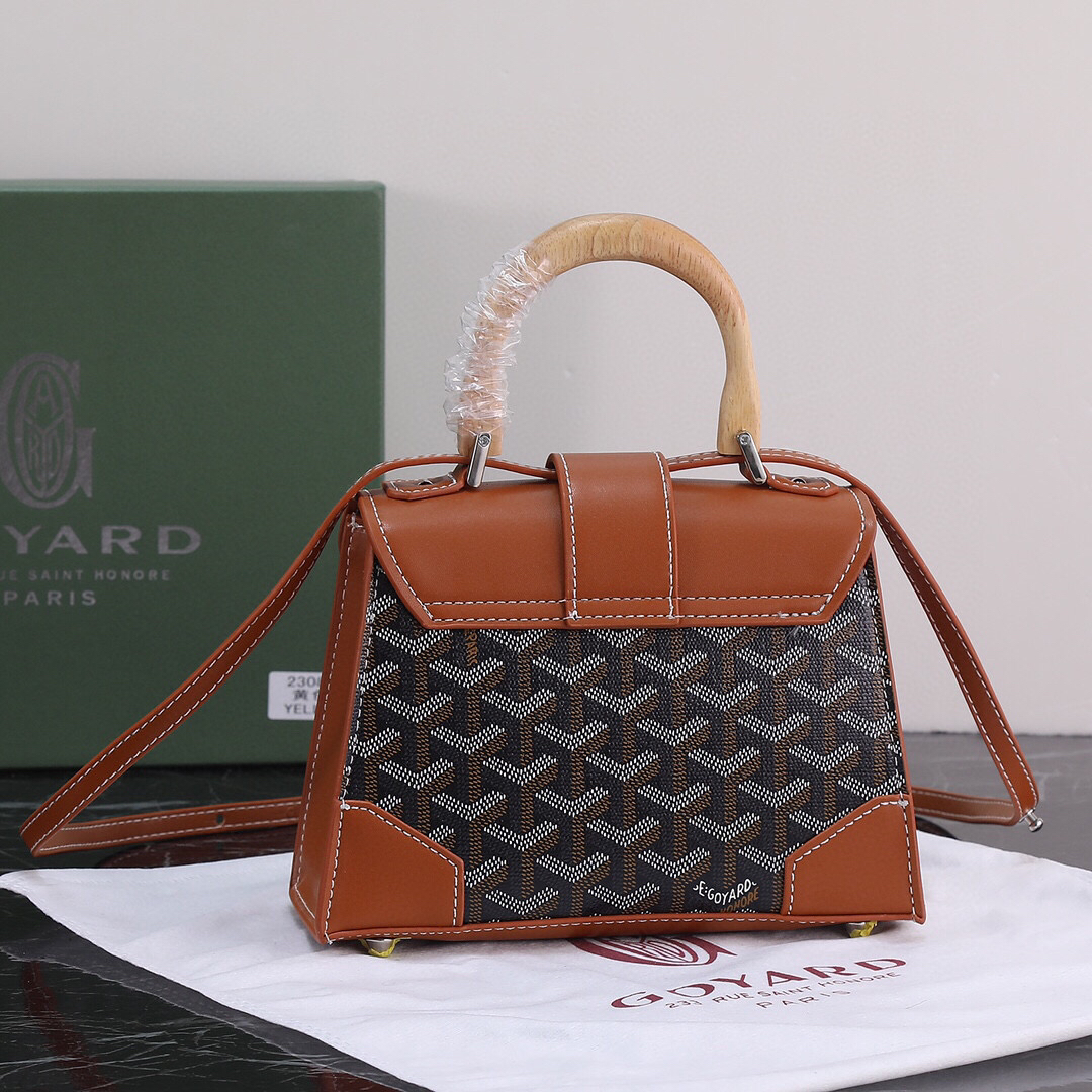 Goyard Brown Goyardine Coated Canvas and Leather Saigon MM Top Handle Bag - Image 4