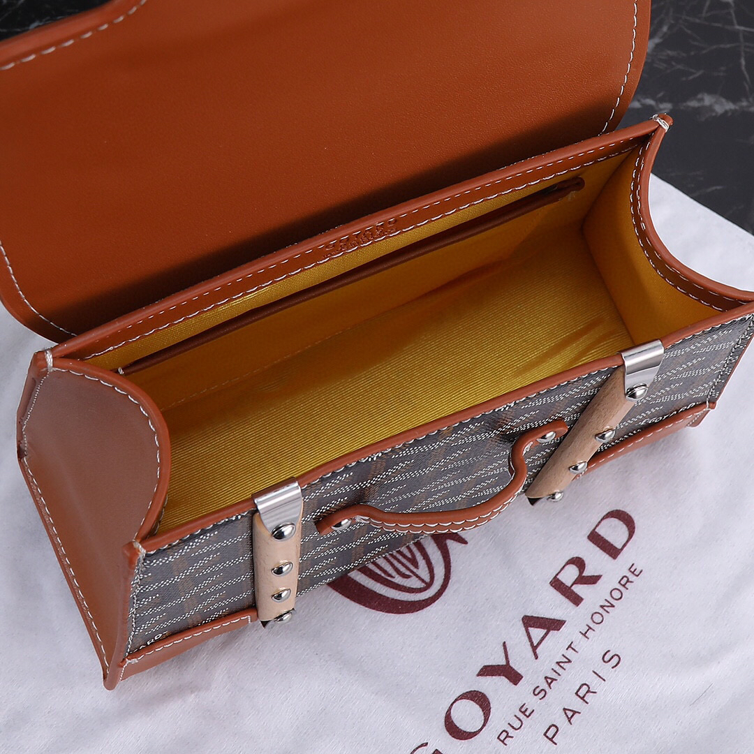 Goyard Brown Goyardine Coated Canvas and Leather Saigon MM Top Handle Bag - Image 5