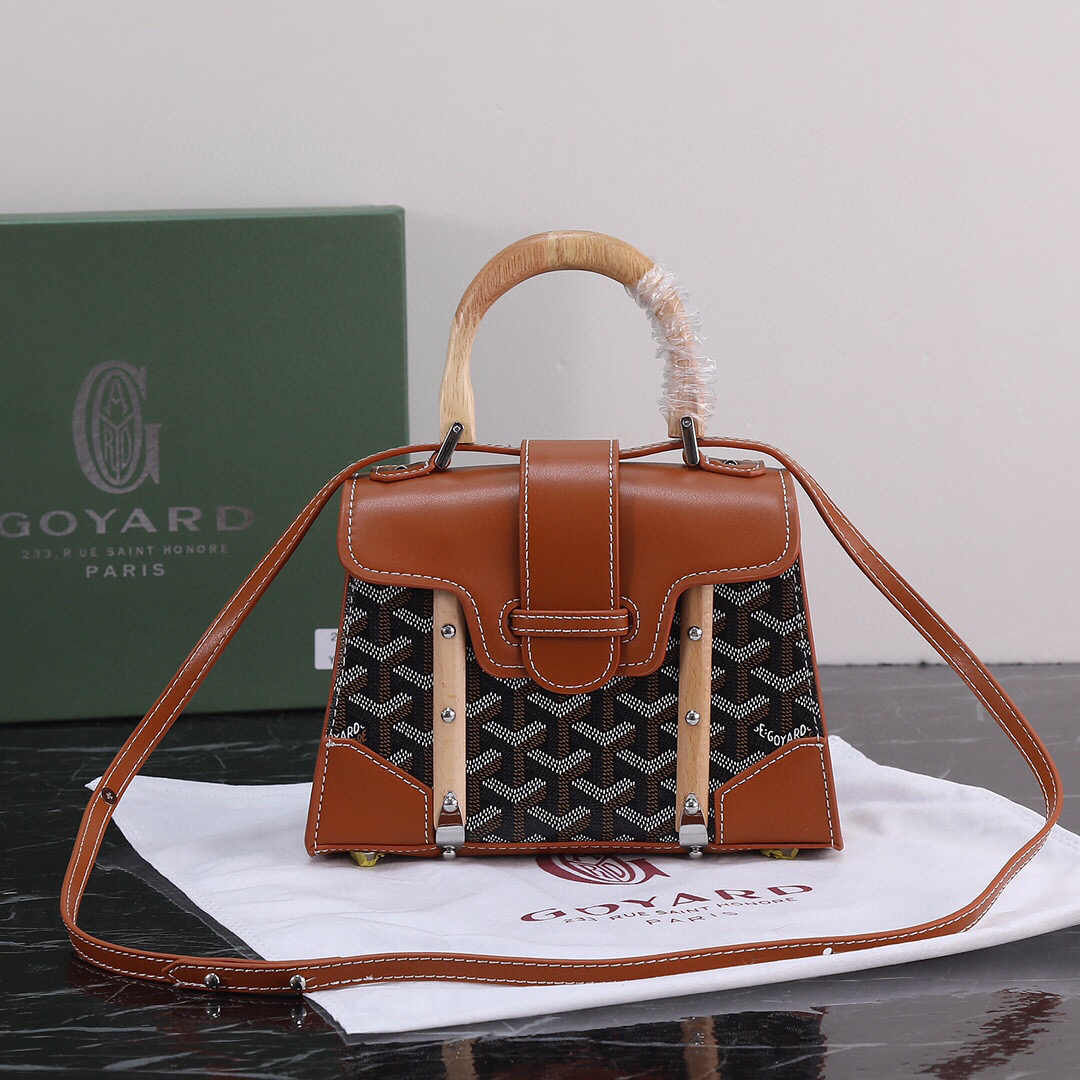 Goyard Brown Goyardine Coated Canvas and Leather Saigon MM Top Handle Bag - Image 2