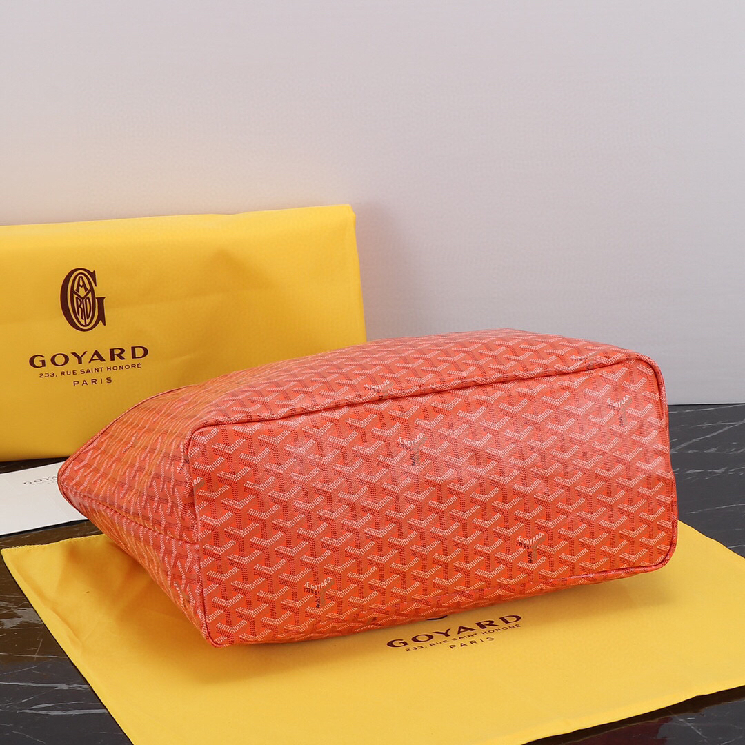 Goyard Orange Saint GM Canvas Tote Bag with detachable matching pouch.