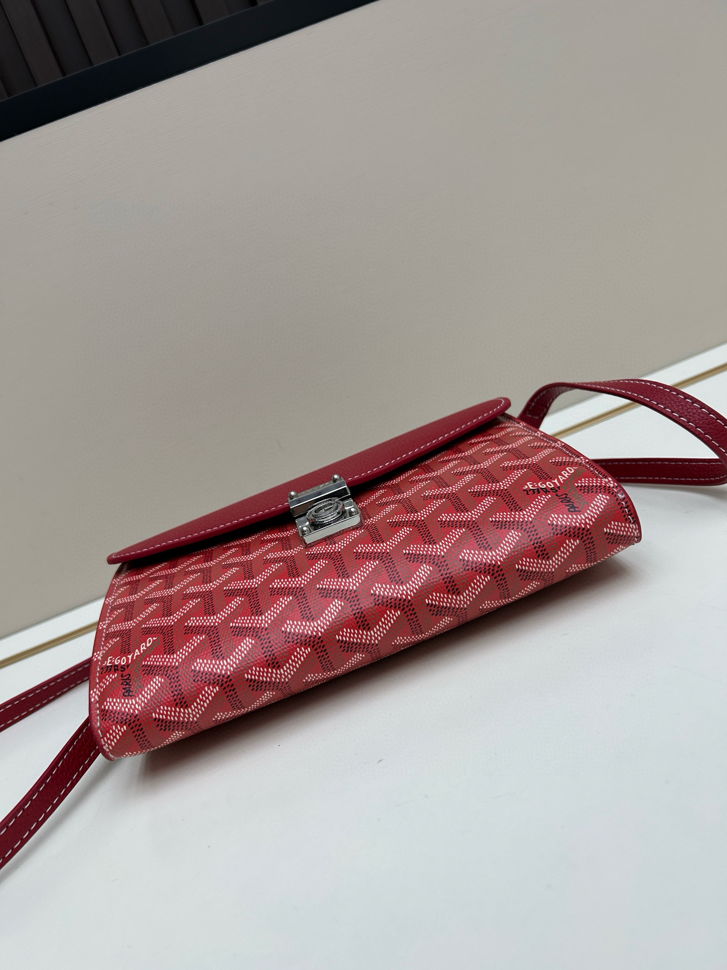 Goyard Red Goyardine Chypre Wallet-Pouch with Palladium Hardware
